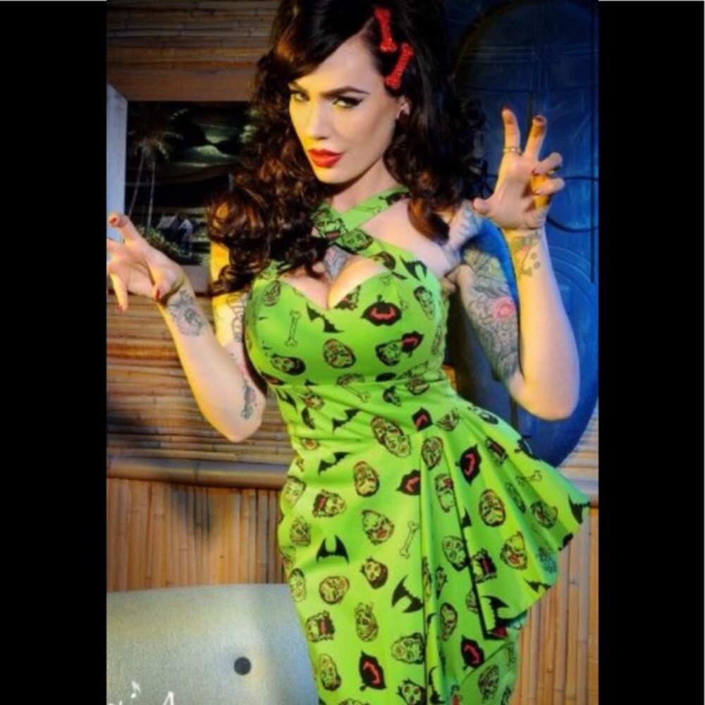 Rare vixen monster print wiggle dress
